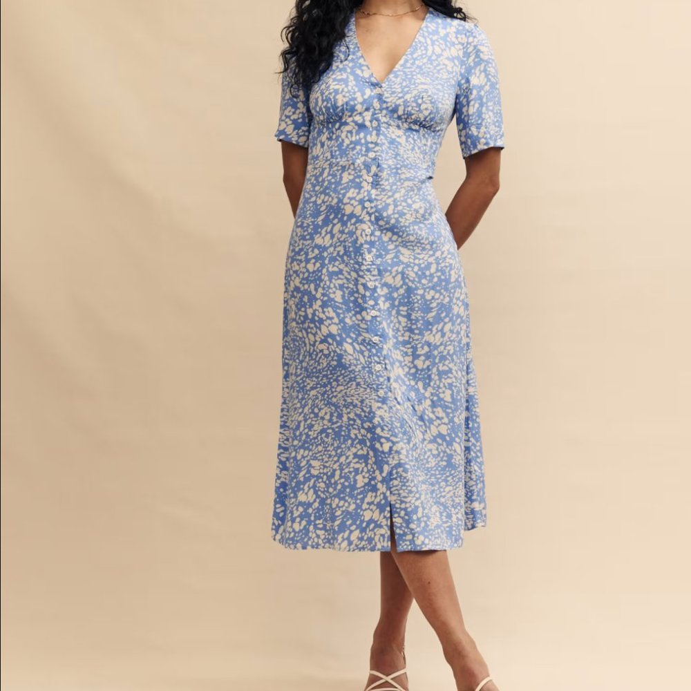 Marks&Spencer Printed V-Neck Midi Tea-Dress
